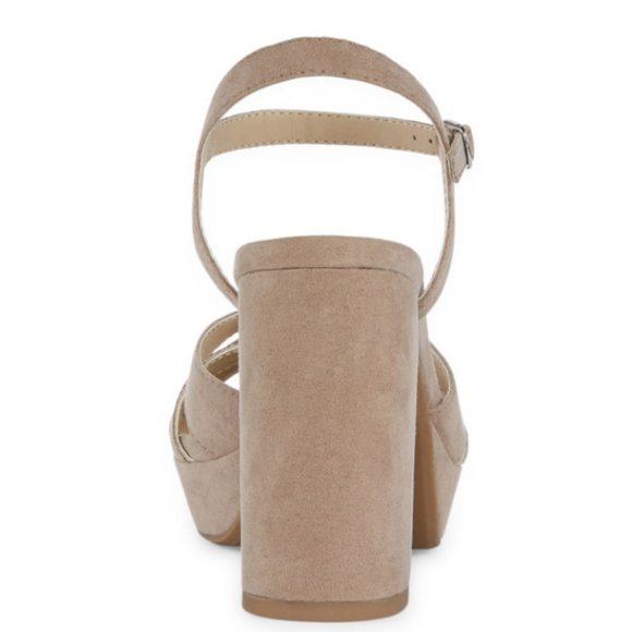 Pop Women's Garcelle Taupe Heels Sandals Pumps Dress Shoes - Picture 2 of 4